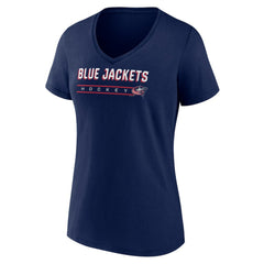 Columbus Blue Jackets Women's Primary Play V-Neck T-Shirt - Navy | NHL Lifestyle