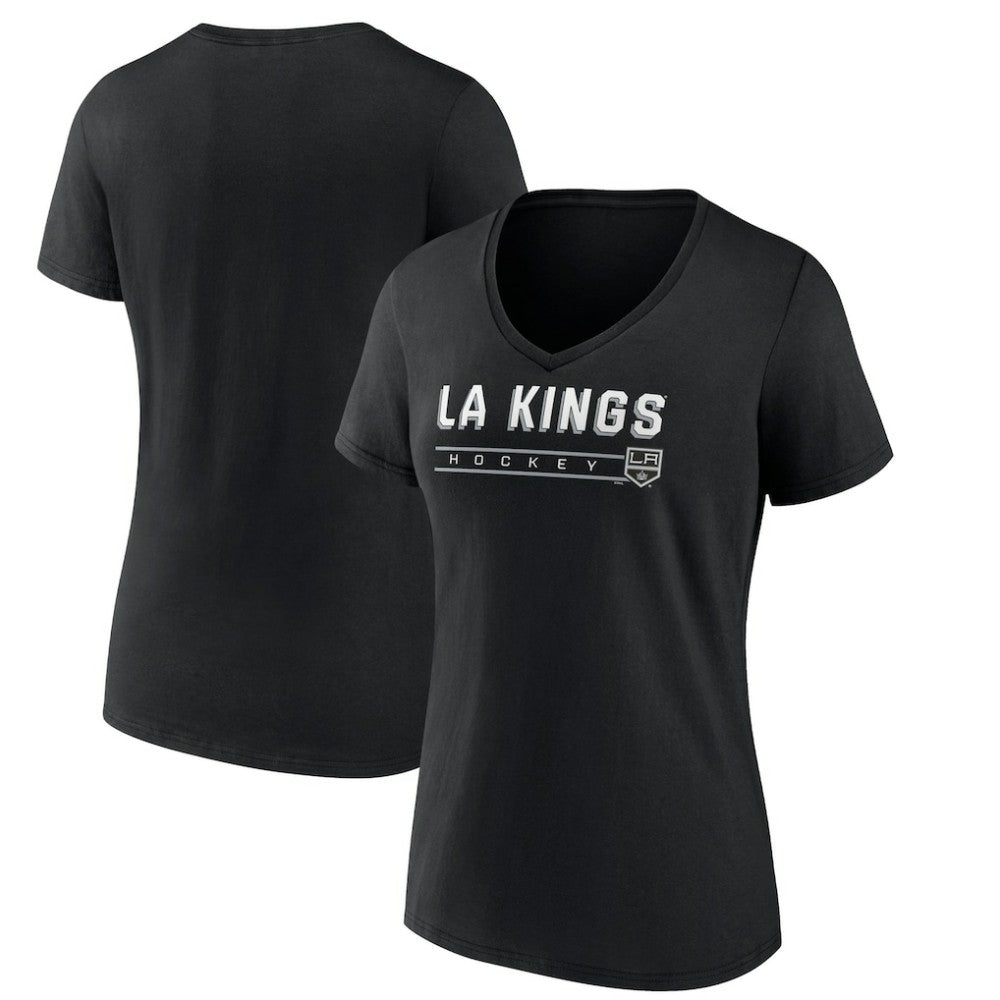 Los Angeles Kings Women's Primary Play V-Neck T-Shirt - Black | NHL Lifestyle