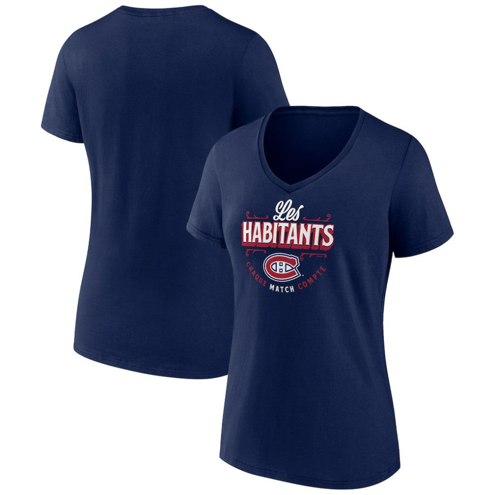 Montreal Canadiens Women's Active Edge V-Neck T-Shirt - Navy | NHL on sale