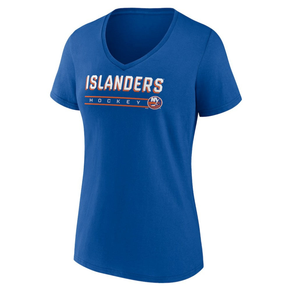 New York Islanders Women's Primary Play V-Neck T-Shirt - Royal | NHL Clearance