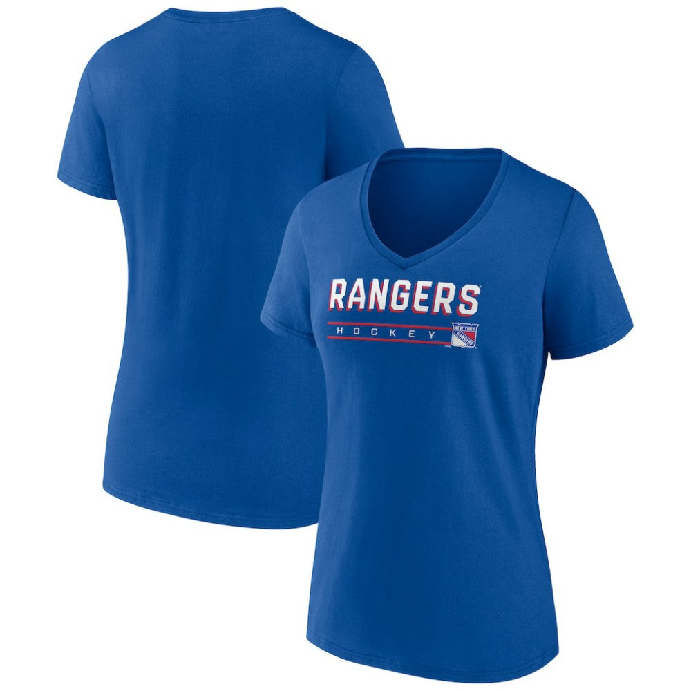 New York Rangers Women's Primary Play V-Neck T-Shirt - Blue | NHL near me