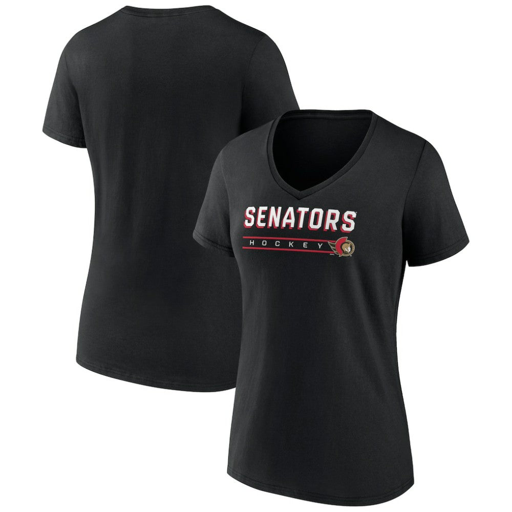 Ottawa Senators Women's Primary Play V-Neck T-Shirt - Black | NHL Lifestyle