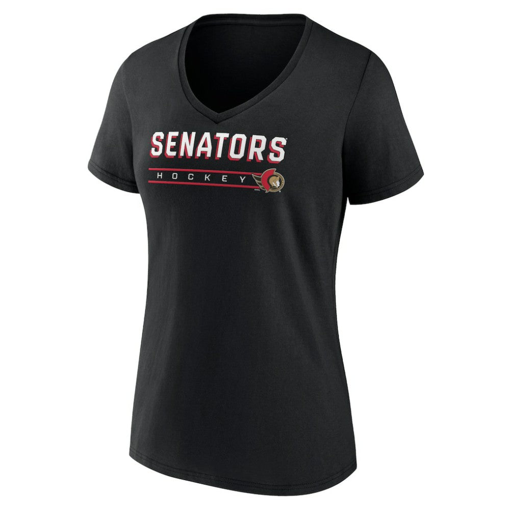 Ottawa Senators Women's Primary Play V-Neck T-Shirt - Black | NHL Lifestyle