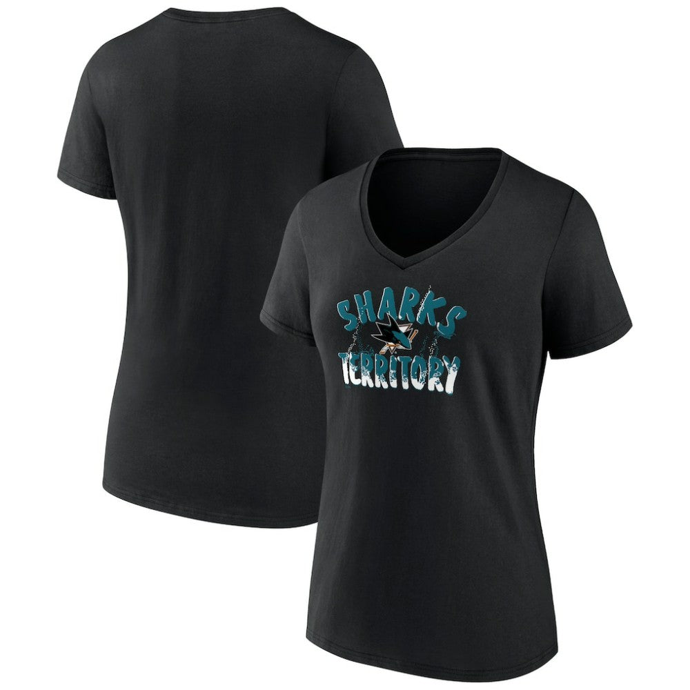 San Jose Sharks Women's Active Edge V-Neck T-Shirt - Black | NHL Lifestyle