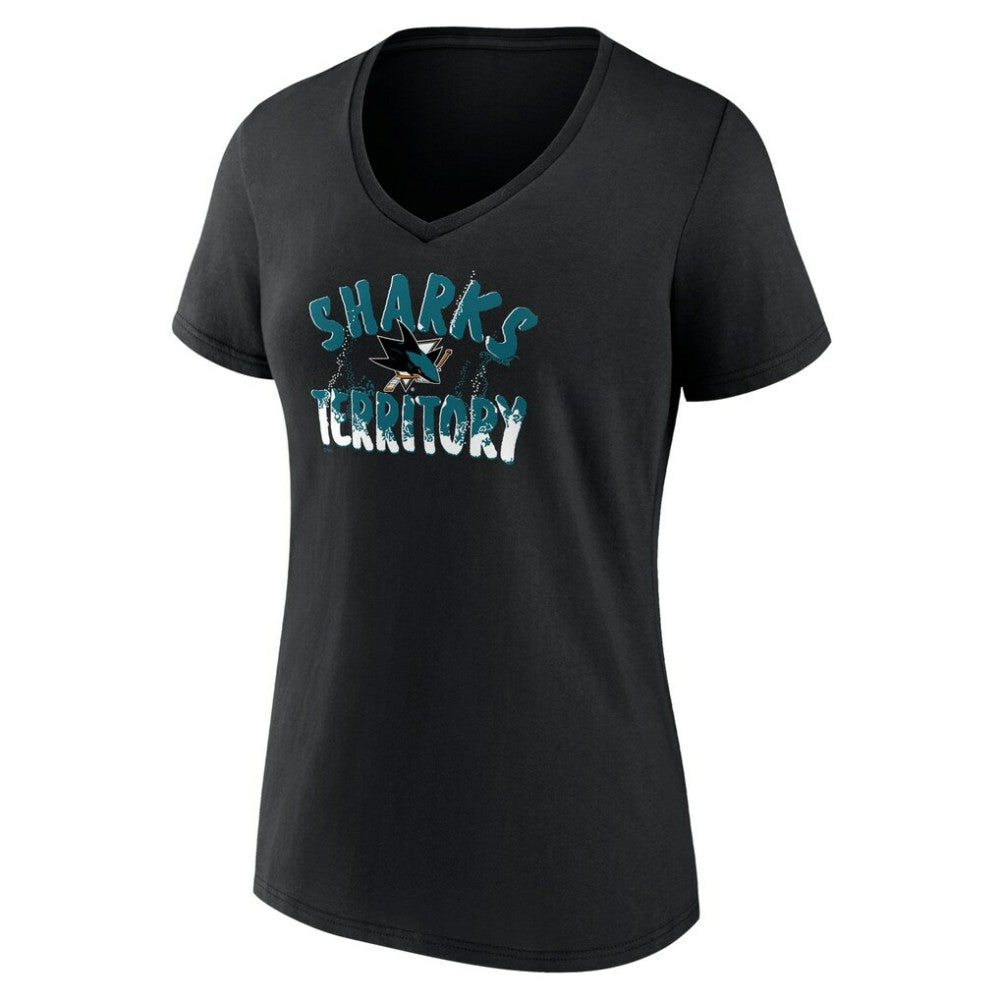 San Jose Sharks Women's Active Edge V-Neck T-Shirt - Black | NHL Lifestyle