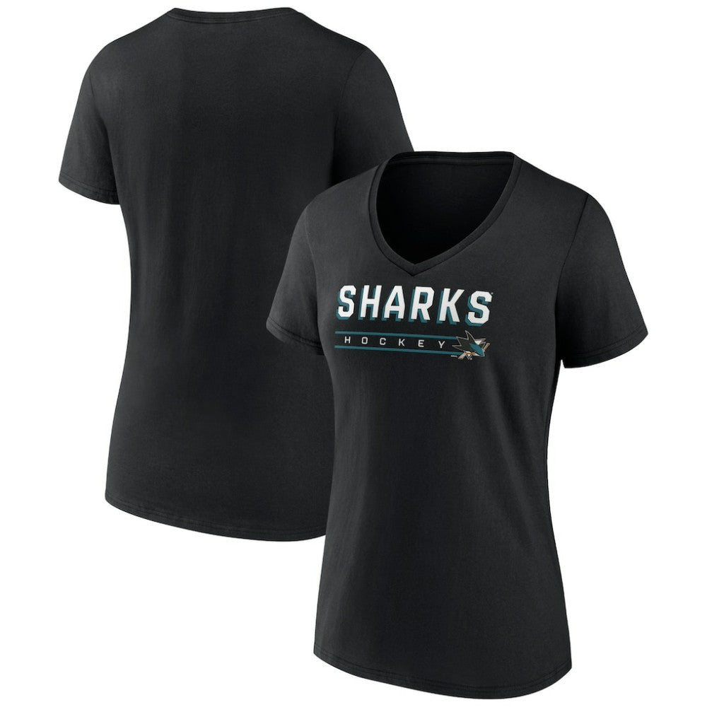 San Jose Sharks Women's Primary Play V-Neck T-Shirt - Black | NHL sale
