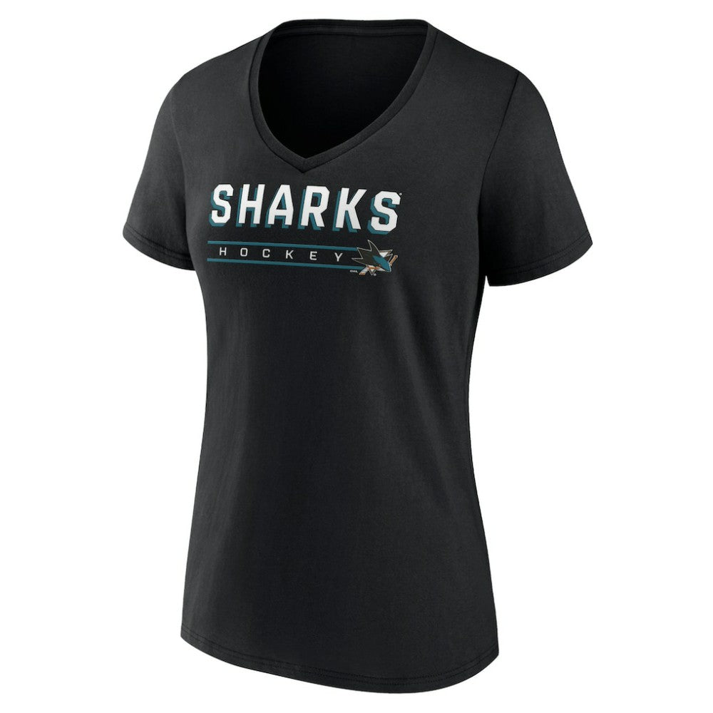 San Jose Sharks Women's Primary Play V-Neck T-Shirt - Black | NHL sale