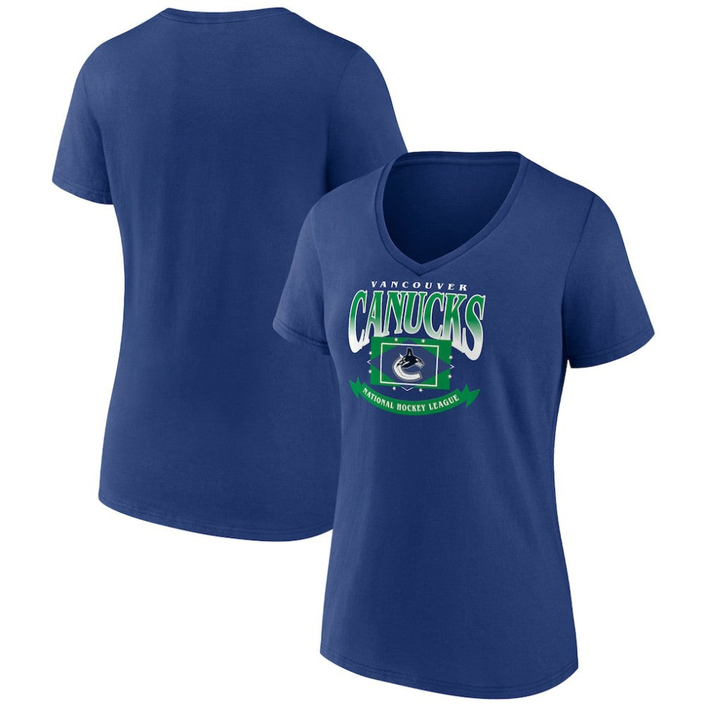 Vancouver Canucks Women's Slapshot V-Neck T-Shirt - Blue | NHL sale