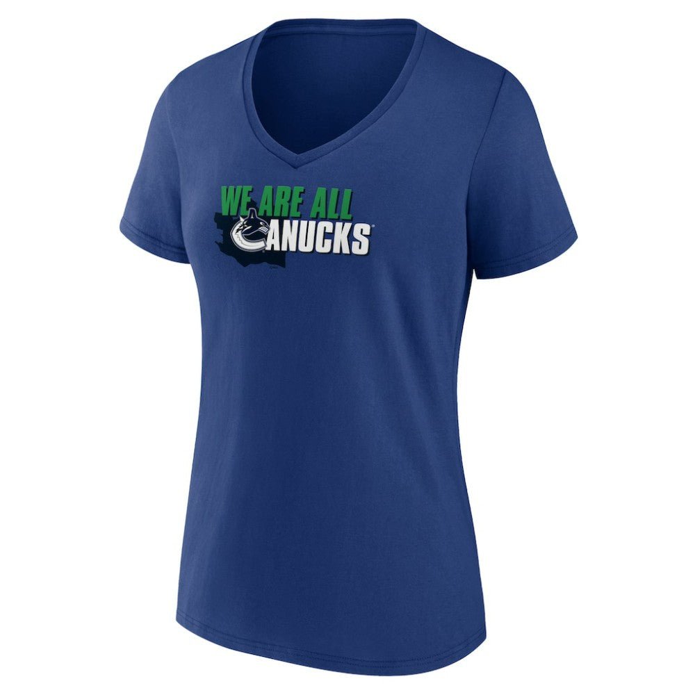 Vancouver Canucks Women's Active Edge V-Neck T-Shirt - Blue | NHL Clearance