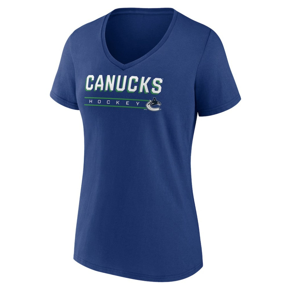 Vancouver Canucks Women's Primary Play V-Neck T-Shirt - Blue | NHL discount