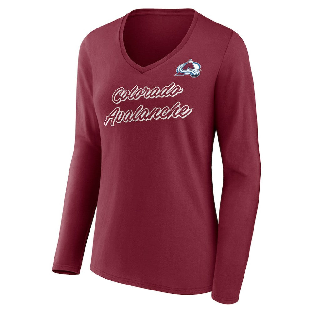 Colorado Avalanche Women's Forge Long Sleeve V-Neck T-Shirt - Burgundy | NHL Lifestyle