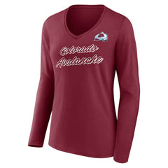 Colorado Avalanche Women's Forge Long Sleeve V-Neck T-Shirt - Burgundy | NHL Lifestyle