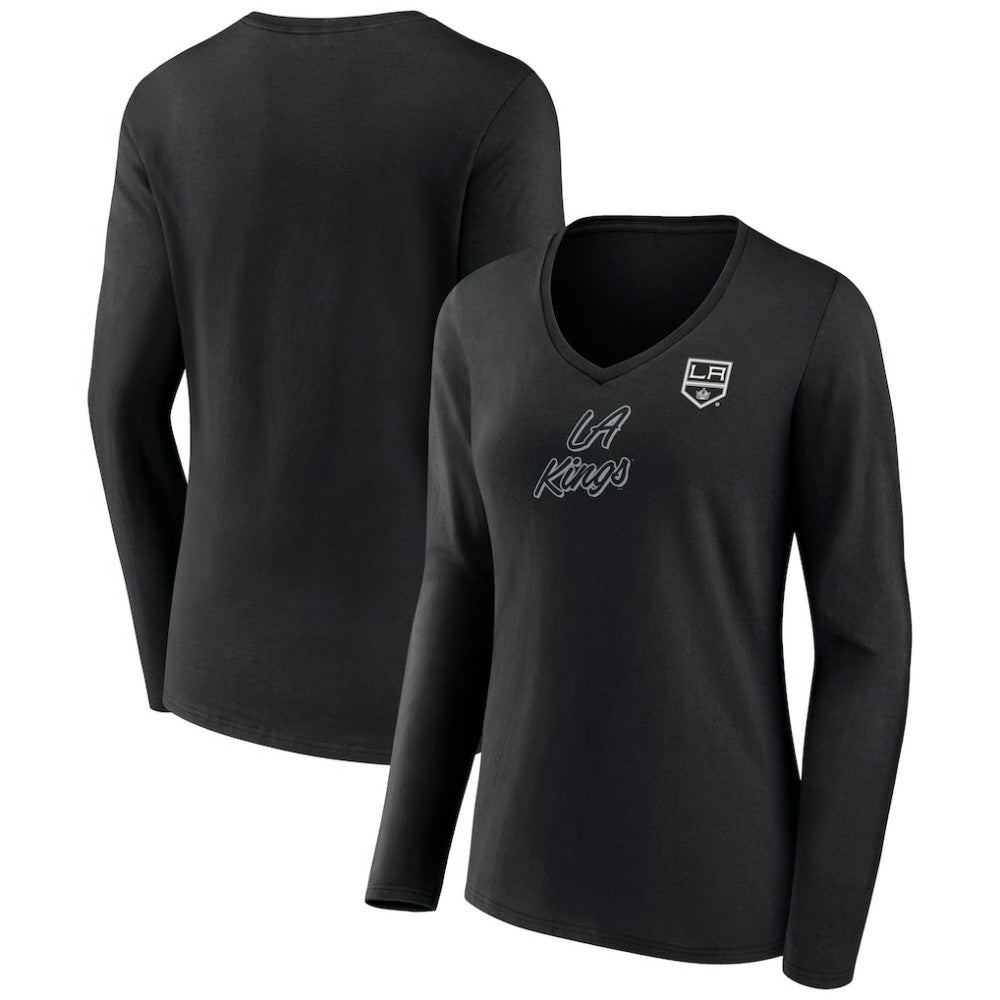 Los Angeles Kings Women's Forge Long Sleeve V-Neck T-Shirt - Black | NHL near me