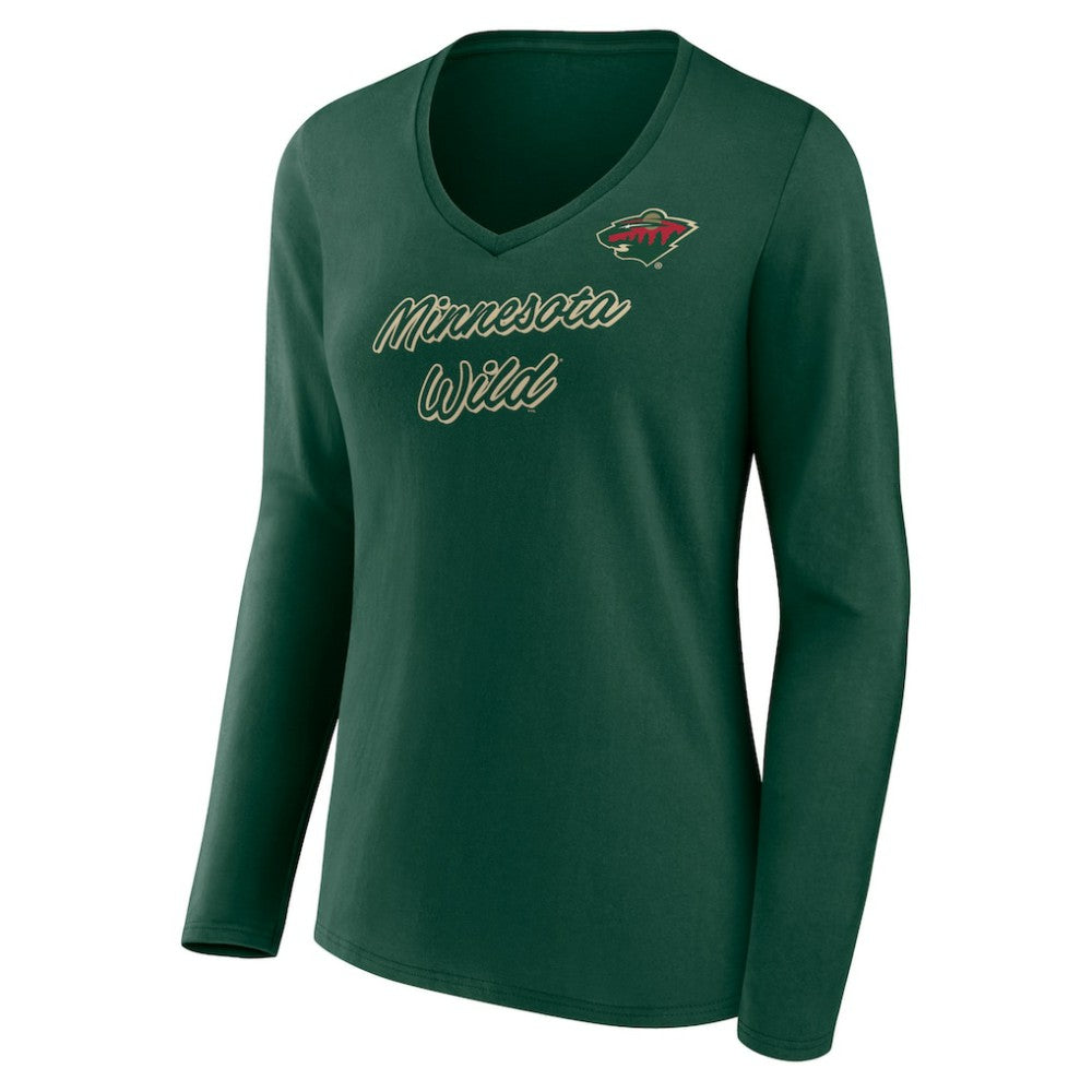 Minnesota Wild Women's Forge Long Sleeve V-Neck T-Shirt - Green | NHL on sale