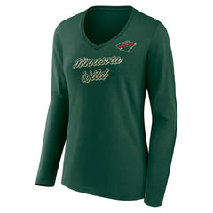 Minnesota Wild Women's Forge Long Sleeve V-Neck T-Shirt - Green | NHL on sale