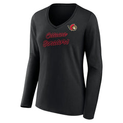 Ottawa Senators Women's Forge Long Sleeve V-Neck T-Shirt - Black | NHL discount