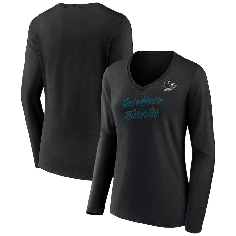 San Jose Sharks Women's Forge Long Sleeve V-Neck T-Shirt - Black | NHL discount
