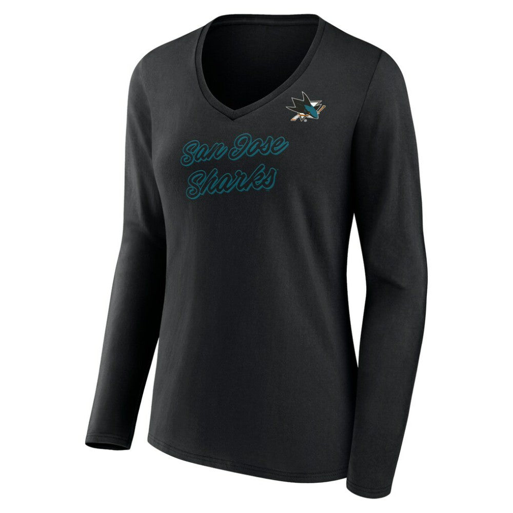 San Jose Sharks Women's Forge Long Sleeve V-Neck T-Shirt - Black | NHL discount