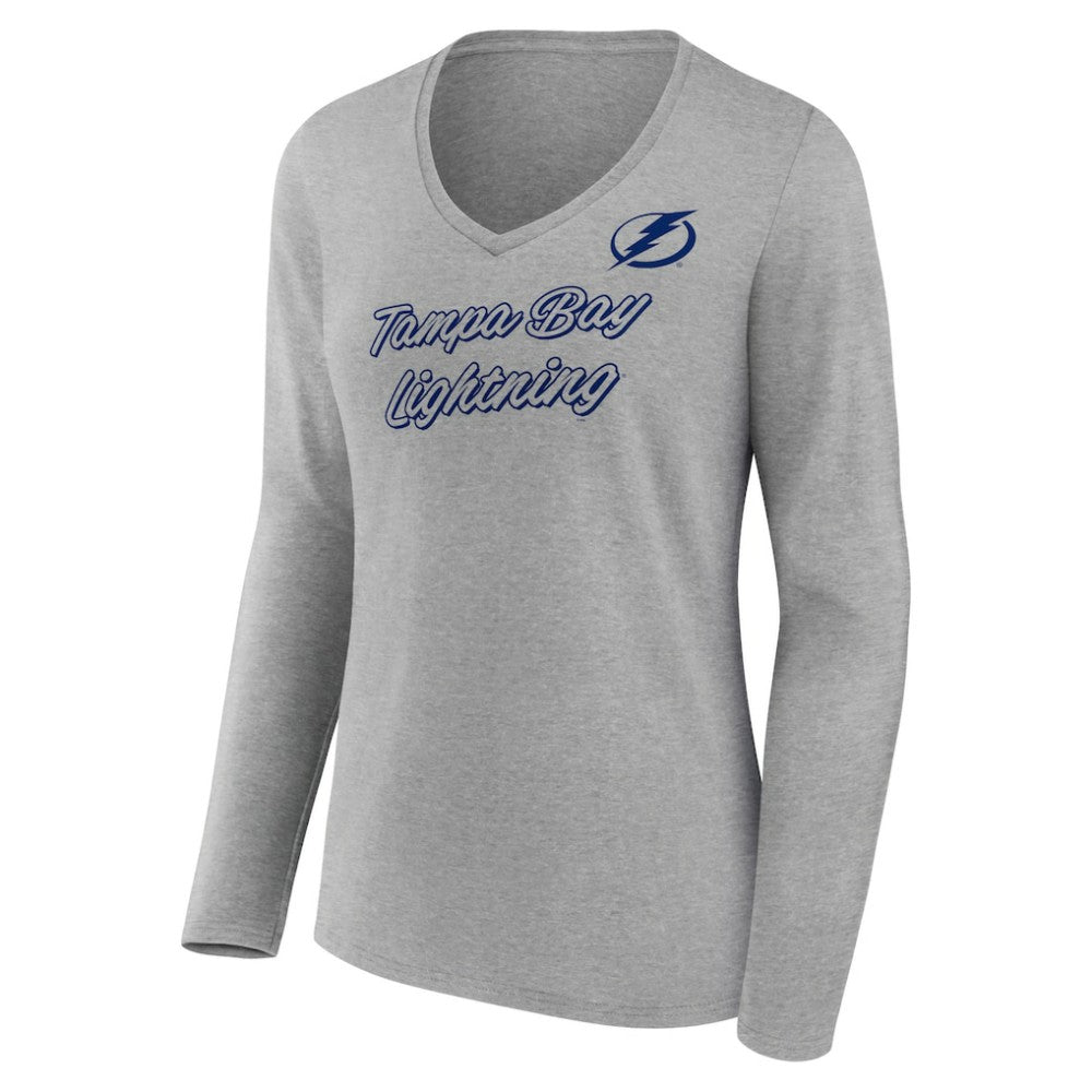 Tampa Bay Lightning Women's Forge Long Sleeve V-Neck T-Shirt - Heathered Gray | NHL near me
