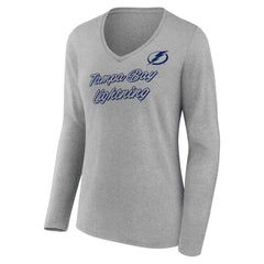 Tampa Bay Lightning Women's Forge Long Sleeve V-Neck T-Shirt - Heathered Gray | NHL near me