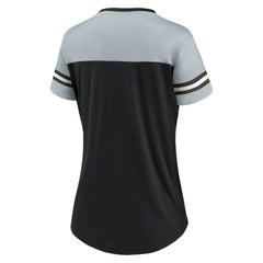 Las Vegas Raiders Women's Blitz & Glam Lace-Up V-Neck Jersey T-Shirt - Black/Silver - Fanatics