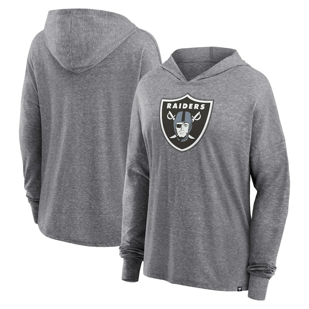 Las Vegas Raiders Women's Cozy Primary Pullover Hoodie - Heather Gray - Fanatics