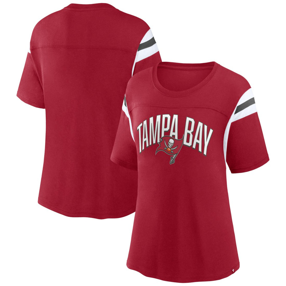 Tampa Bay Buccaneers Women's Earned Stripes T-Shirt - Red - Fanatics