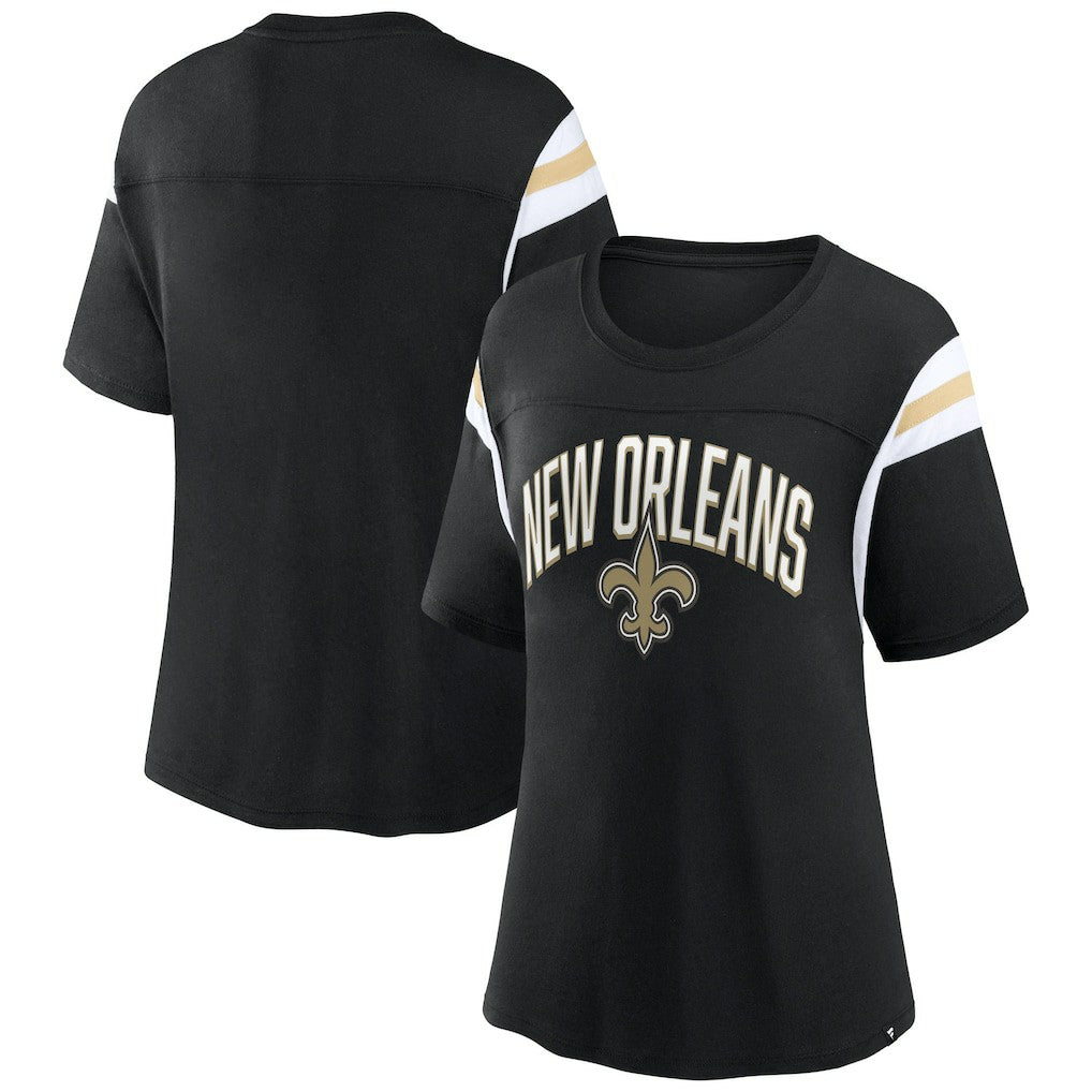 New Orleans Saints Women's Earned Stripes T-Shirt - Black - Fanatics
