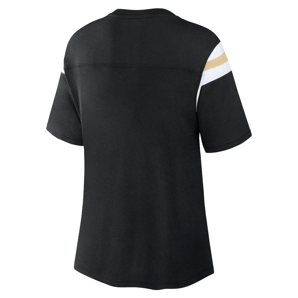 New Orleans Saints Women's Earned Stripes T-Shirt - Black - Fanatics