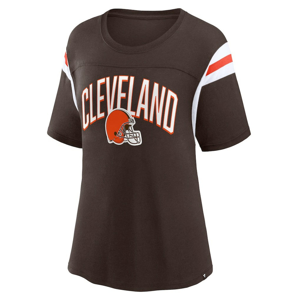 Cleveland Browns Women's Earned Stripes T-Shirt - Brown - Fanatics
