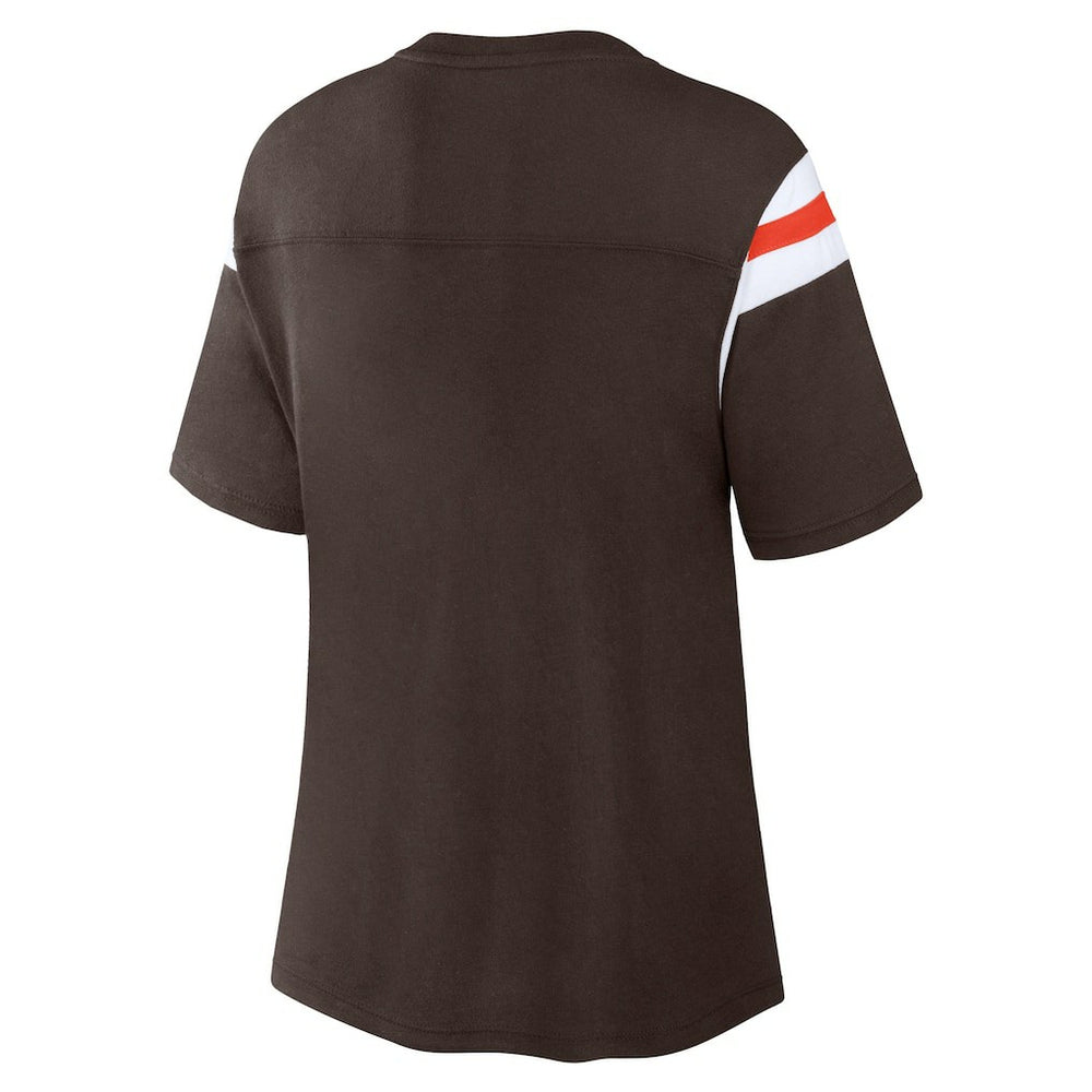 Cleveland Browns Women's Earned Stripes T-Shirt - Brown - Fanatics