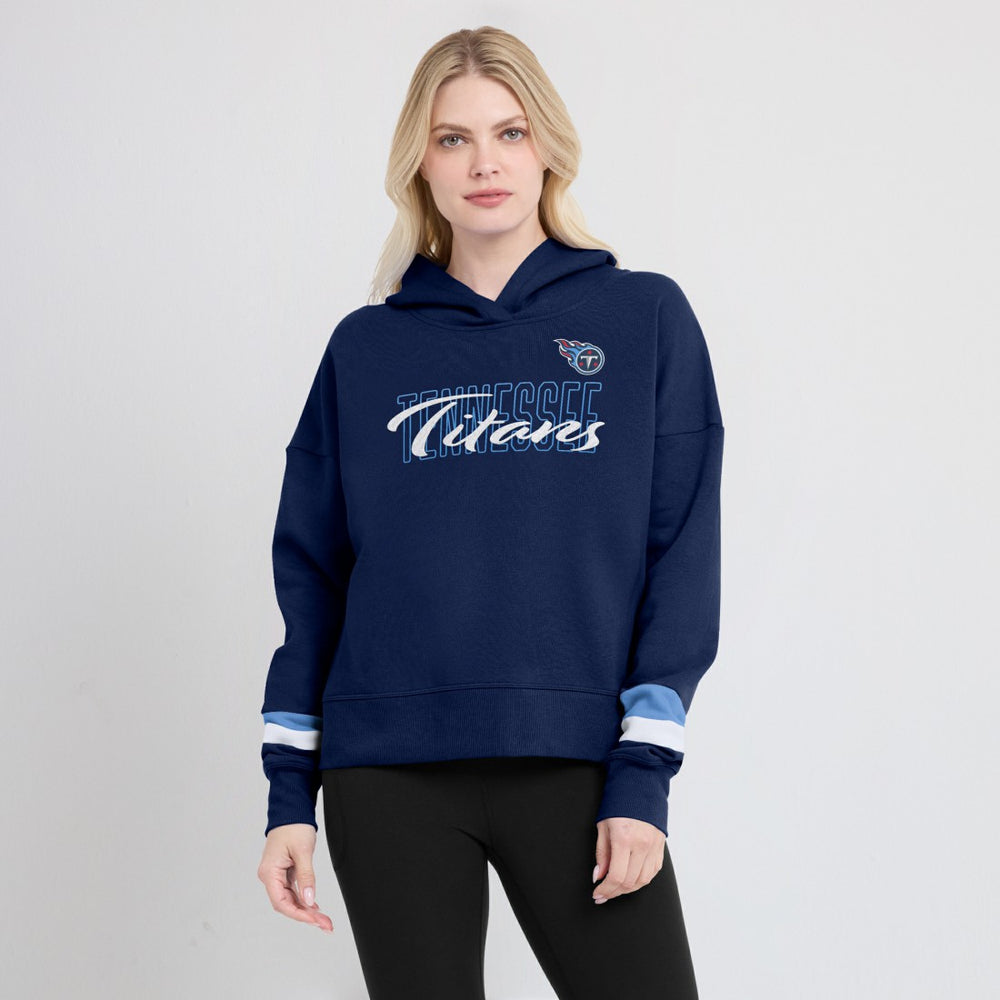 Tennessee Titans Women's Over Under Pullover Hoodie - Navy - Fanatics
