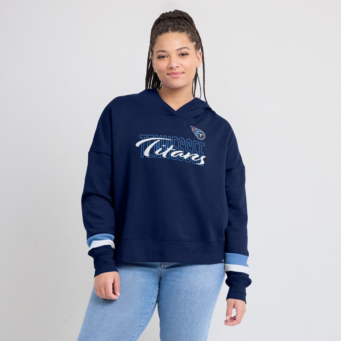 Tennessee Titans Women's Over Under Pullover Hoodie - Navy - Fanatics