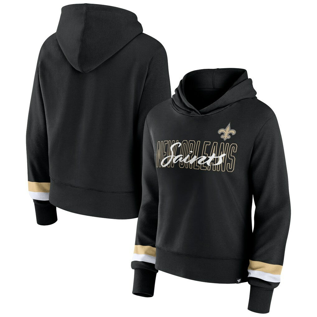 New Orleans Saints Women's Over Under Pullover Hoodie - Black - Fanatics