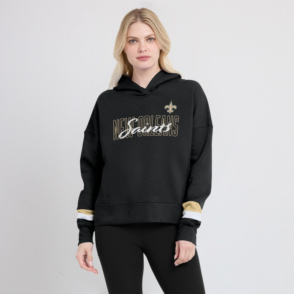 New Orleans Saints Women's Over Under Pullover Hoodie - Black - Fanatics