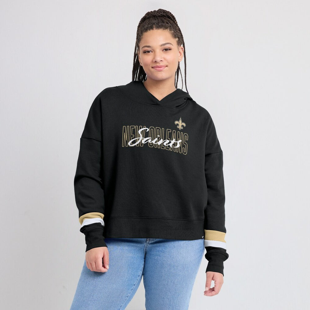 New Orleans Saints Women's Over Under Pullover Hoodie - Black - Fanatics