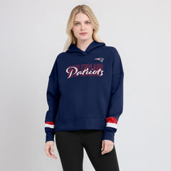 New England Patriots Women's Over Under Pullover Hoodie - Navy - Fanatics