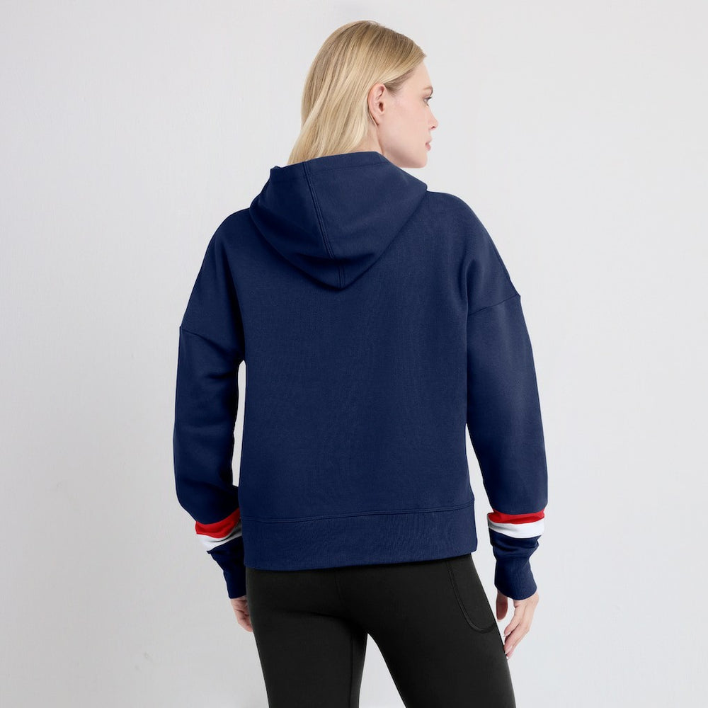 New England Patriots Women's Over Under Pullover Hoodie - Navy - Fanatics