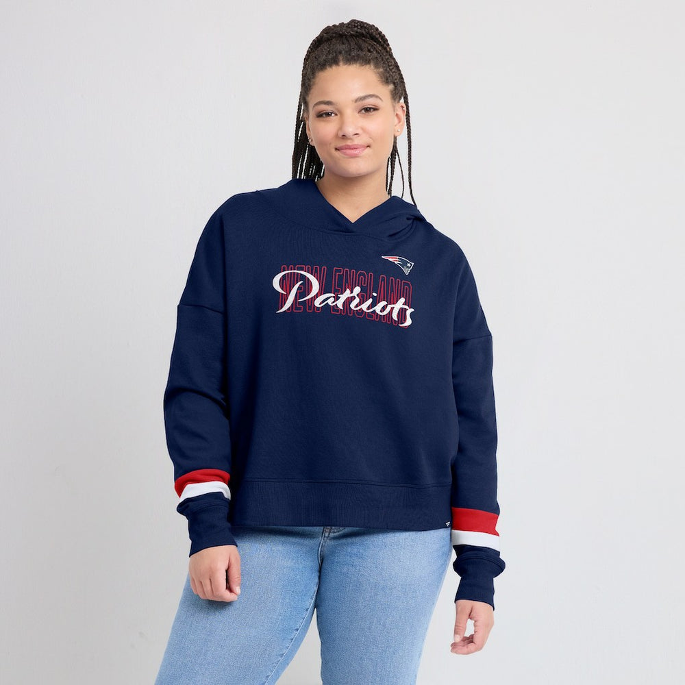 New England Patriots Women's Over Under Pullover Hoodie - Navy - Fanatics