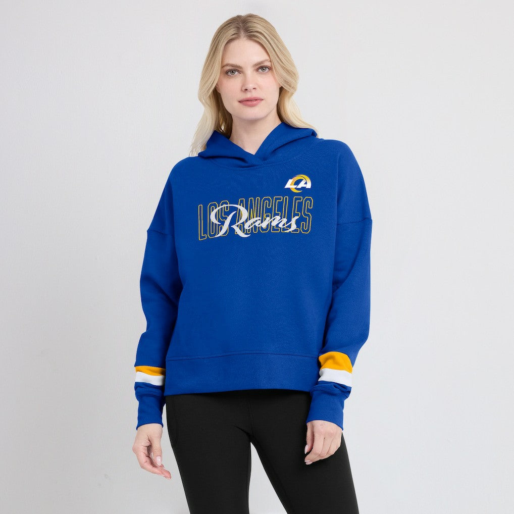 Los Angeles Rams Women's Over Under Pullover Hoodie - Royal - Fanatics