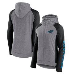Carolina Panthers Women's Blind Side Lightweight Full-Zip Hoodie - Heather Gray/College Black - Fanatics