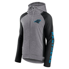 Carolina Panthers Women's Blind Side Lightweight Full-Zip Hoodie - Heather Gray/College Black - Fanatics