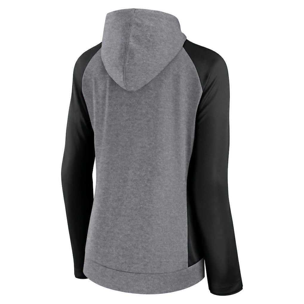Carolina Panthers Women's Blind Side Lightweight Full-Zip Hoodie - Heather Gray/College Black - Fanatics