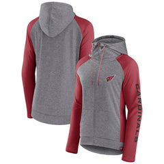 Arizona Cardinals Women's Blind Side Lightweight Full-Zip Hoodie - Heather Gray/College Cardinal - Fanatics