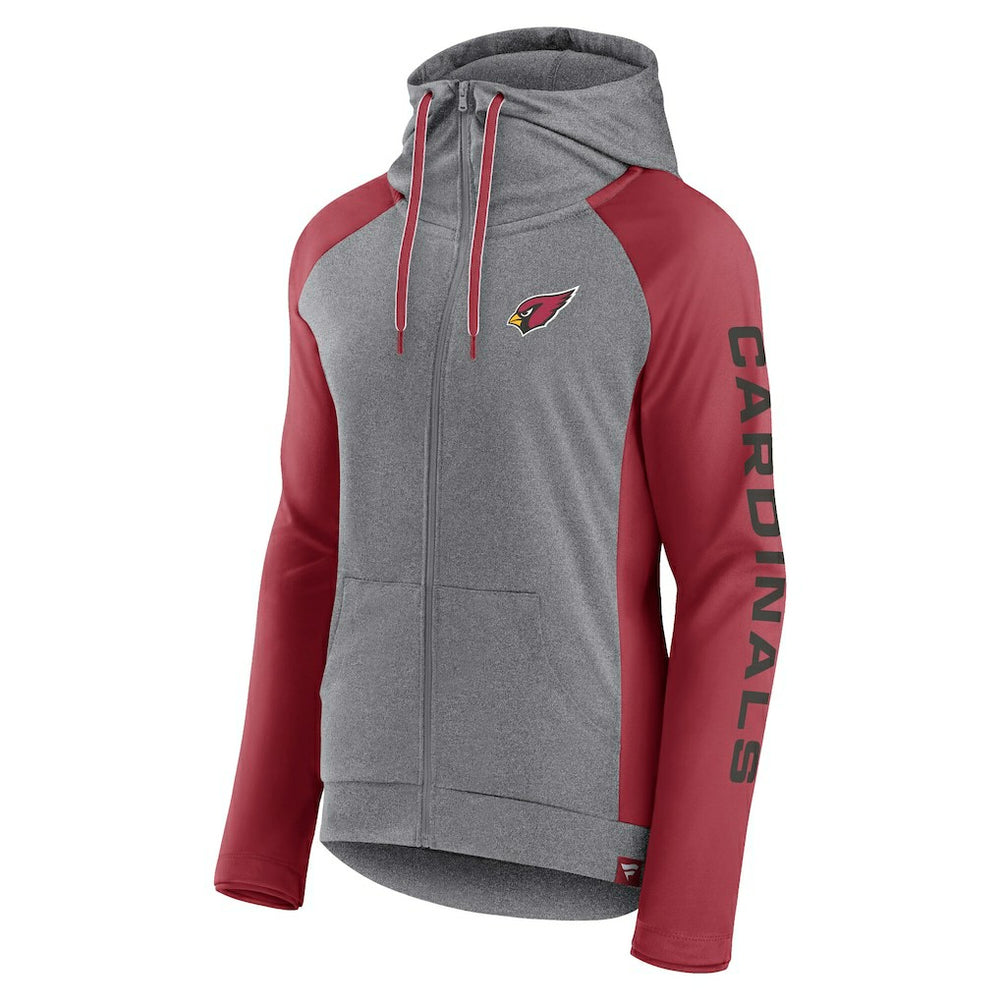 Arizona Cardinals Women's Blind Side Lightweight Full-Zip Hoodie - Heather Gray/College Cardinal - Fanatics