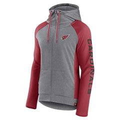Arizona Cardinals Women's Blind Side Lightweight Full-Zip Hoodie - Heather Gray/College Cardinal - Fanatics