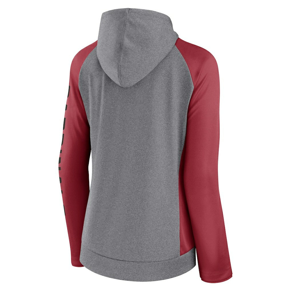 Arizona Cardinals Women's Blind Side Lightweight Full-Zip Hoodie - Heather Gray/College Cardinal - Fanatics