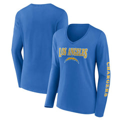 Los Angeles Chargers Women's Wordmark Long Sleeve V-Neck T-Shirt - Powder Blue - Fanatics