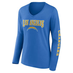 Los Angeles Chargers Women's Wordmark Long Sleeve V-Neck T-Shirt - Powder Blue - Fanatics