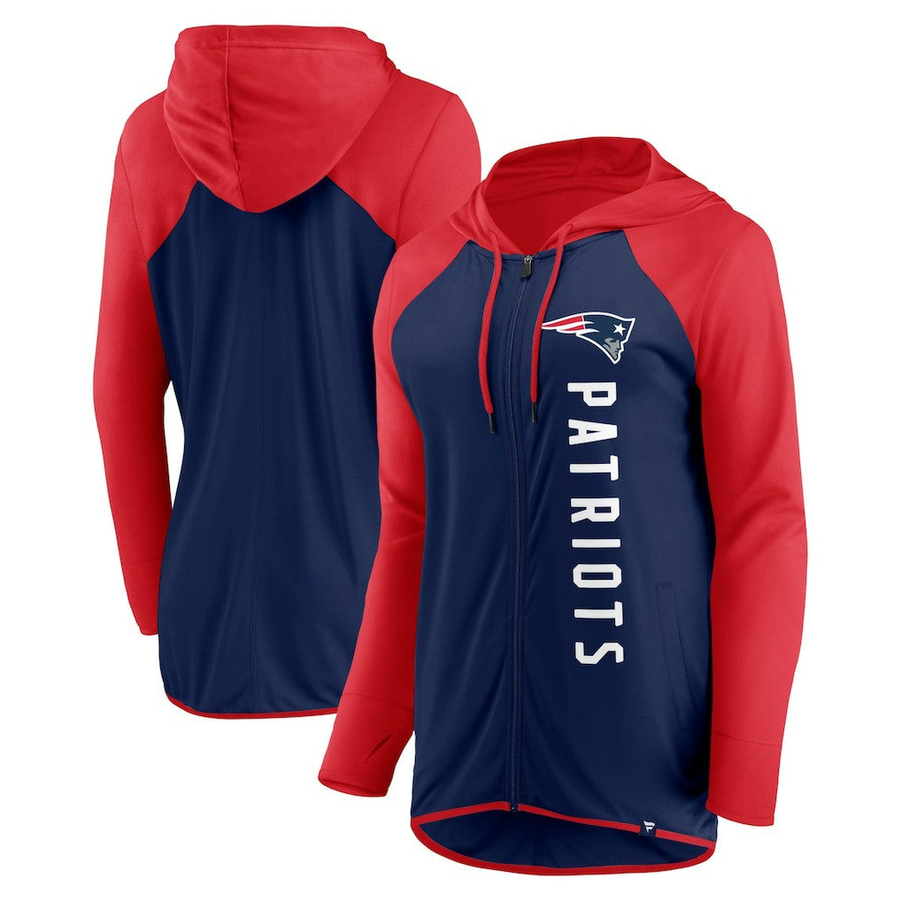 New England Patriots Women's Forever Fan Full-Zip Hoodie - Navy/Red - Fanatics